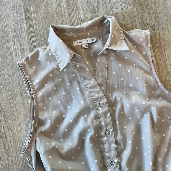 Womens Larry Levine Cream/Khaki Polka Dot Dress - L - Picture 2 of 6